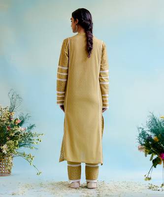 Olive Lace Cotton kurta Set 4
