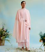 Pink Silky Modal Embroidery Thread Kurta Set