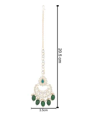 traditional kundan & pearl head piece designer jewelry hair accessory maang tikka for women  4