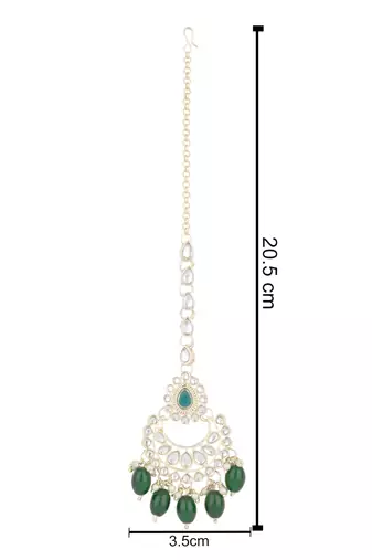 traditional kundan & pearl head piece designer jewelry hair accessory maang tikka for women 