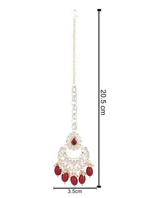traditional kundan & pearl head piece designer jewelry hair accessory maang tikka for women  4