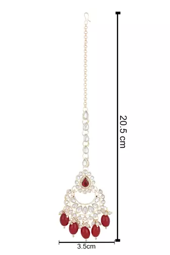 traditional kundan & pearl head piece designer jewelry hair accessory maang tikka for women 