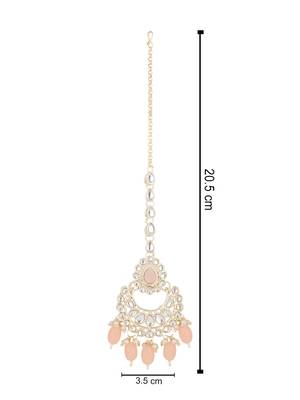traditional kundan & pearl head piece designer jewelry hair accessory maang tikka for women  4