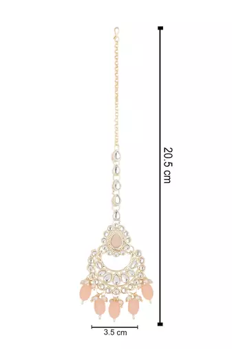traditional kundan & pearl head piece designer jewelry hair accessory maang tikka for women 