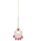 traditional kundan & pearl head piece designer jewelry hair accessory maang tikka for women 