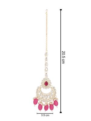 traditional kundan & pearl head piece designer jewelry hair accessory maang tikka for women  4