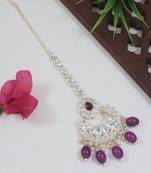 traditional kundan & pearl head piece designer jewelry hair accessory maang tikka for women 