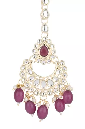 traditional kundan & pearl head piece designer jewelry hair accessory maang tikka for women 