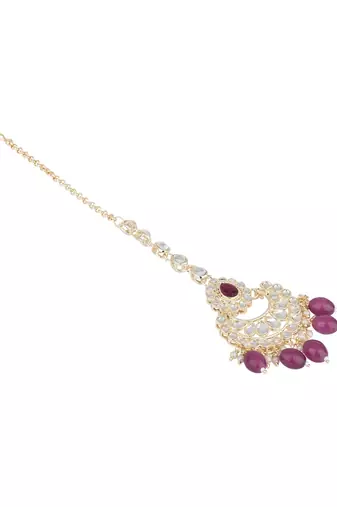 traditional kundan & pearl head piece designer jewelry hair accessory maang tikka for women 
