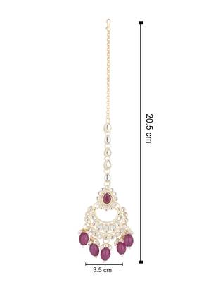 traditional kundan & pearl head piece designer jewelry hair accessory maang tikka for women  4
