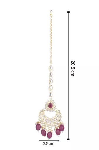 traditional kundan & pearl head piece designer jewelry hair accessory maang tikka for women 