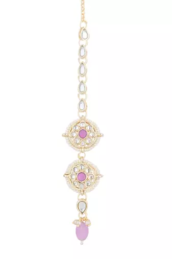 I jewels traditional kundan & pearl head piece designer jewelry hair accessory maang tikka for women 