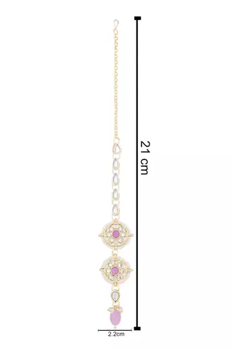 I jewels traditional kundan & pearl head piece designer jewelry hair accessory maang tikka for women 