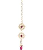 traditional kundan & pearl head piece designer jewelry hair accessory maang tikka for women 