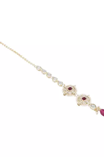 traditional kundan & pearl head piece designer jewelry hair accessory maang tikka for women 