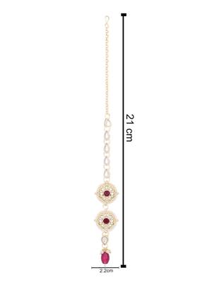 traditional kundan & pearl head piece designer jewelry hair accessory maang tikka for women  4
