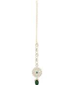 traditional kundan & pearl head piece designer jewelry hair accessory maang tikka for women 