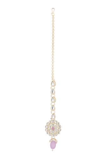 traditional kundan & pearl head piece designer jewelry hair accessory maang tikka for women 