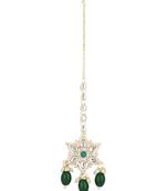 traditional kundan & pearl head piece designer jewelry hair accessory maang tikka for women 