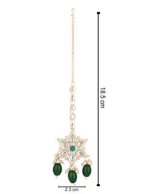 traditional kundan & pearl head piece designer jewelry hair accessory maang tikka for women  4