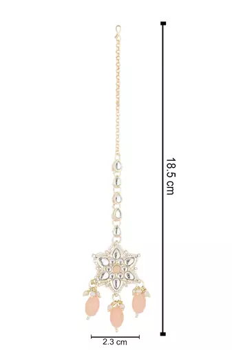 traditional kundan & pearl head piece designer jewelry hair accessory maang tikka for women 