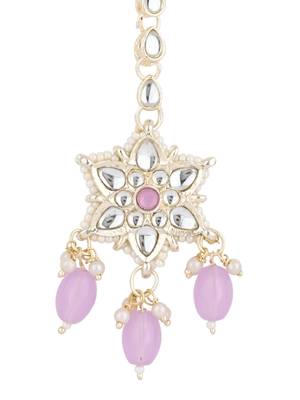 traditional kundan & pearl head piece designer jewelry hair accessory maang tikka for women  2