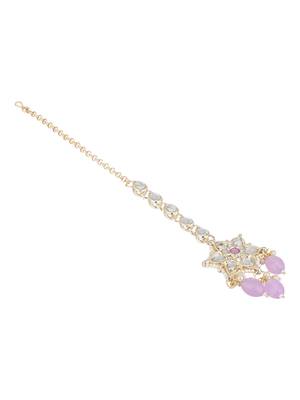 traditional kundan & pearl head piece designer jewelry hair accessory maang tikka for women  3