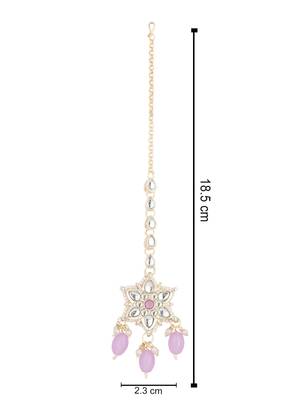 traditional kundan & pearl head piece designer jewelry hair accessory maang tikka for women  4