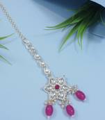 traditional kundan & pearl head piece designer jewelry hair accessory maang tikka for women 