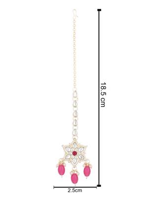 traditional kundan & pearl head piece designer jewelry hair accessory maang tikka for women  4
