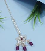 traditional kundan & pearl head piece designer jewelry hair accessory maang tikka for women 