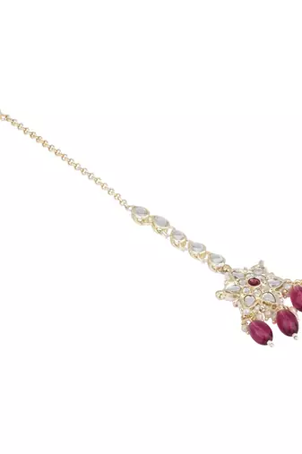 traditional kundan & pearl head piece designer jewelry hair accessory maang tikka for women 