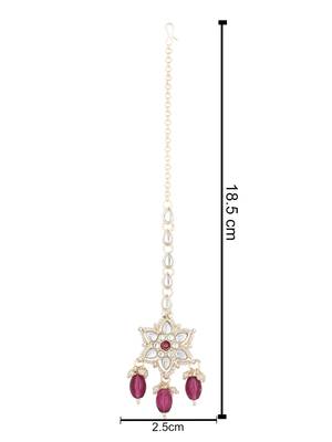 traditional kundan & pearl head piece designer jewelry hair accessory maang tikka for women  4