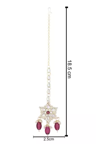 traditional kundan & pearl head piece designer jewelry hair accessory maang tikka for women 