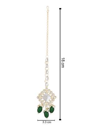 traditional kundan & pearl head piece designer jewelry hair accessory maang tikka for women  4
