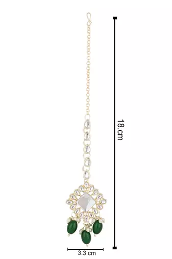 traditional kundan & pearl head piece designer jewelry hair accessory maang tikka for women 