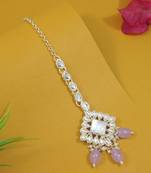 traditional kundan & pearl head piece designer jewelry hair accessory maang tikka for women 