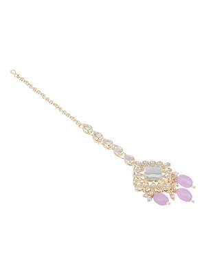 traditional kundan & pearl head piece designer jewelry hair accessory maang tikka for women  3