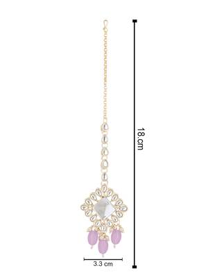 traditional kundan & pearl head piece designer jewelry hair accessory maang tikka for women  4