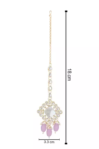 traditional kundan & pearl head piece designer jewelry hair accessory maang tikka for women 