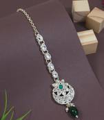 traditional kundan & pearl head piece designer jewelry hair accessory maang tikka for women 