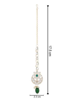 traditional kundan & pearl head piece designer jewelry hair accessory maang tikka for women  4