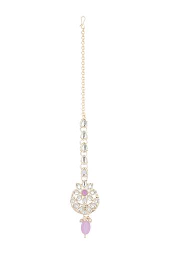 traditional kundan & pearl head piece designer jewelry hair accessory maang tikka for women 