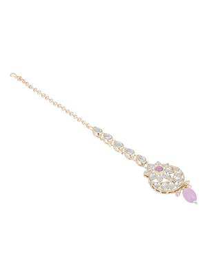 traditional kundan & pearl head piece designer jewelry hair accessory maang tikka for women  3