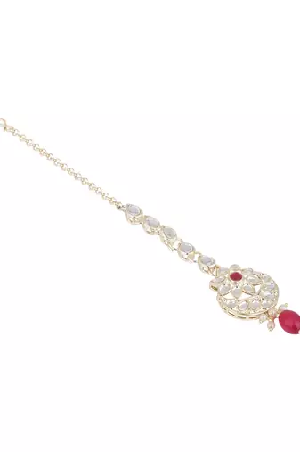traditional kundan & pearl head piece designer jewelry hair accessory maang tikka for women 