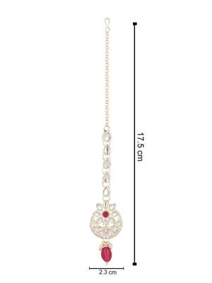traditional kundan & pearl head piece designer jewelry hair accessory maang tikka for women  4