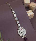 traditional kundan & pearl head piece designer jewelry hair accessory maang tikka for women 