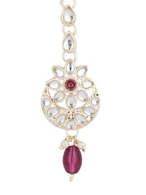 traditional kundan & pearl head piece designer jewelry hair accessory maang tikka for women  2