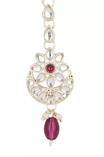 traditional kundan & pearl head piece designer jewelry hair accessory maang tikka for women 