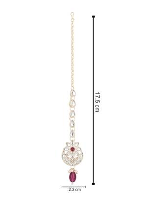 traditional kundan & pearl head piece designer jewelry hair accessory maang tikka for women  4